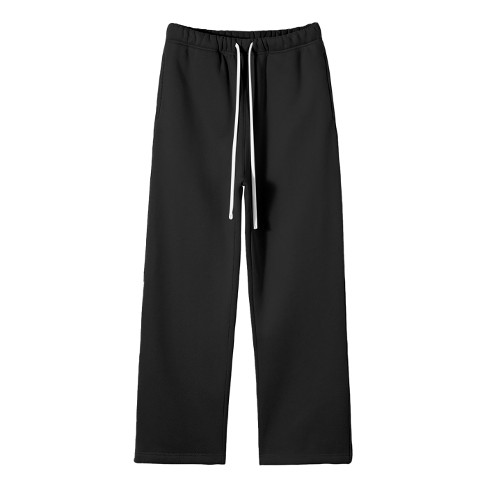 Streetwear Unisex Solid Color Fleece Straight Leg Pants